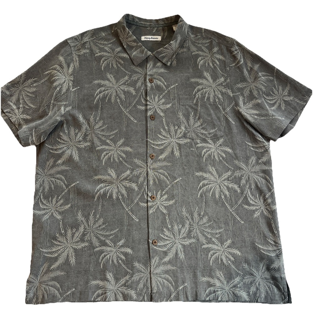 Tommy Bahama Men 100% Silk Shirt Size XXL Palm Trees Casual Beach Cruise Island